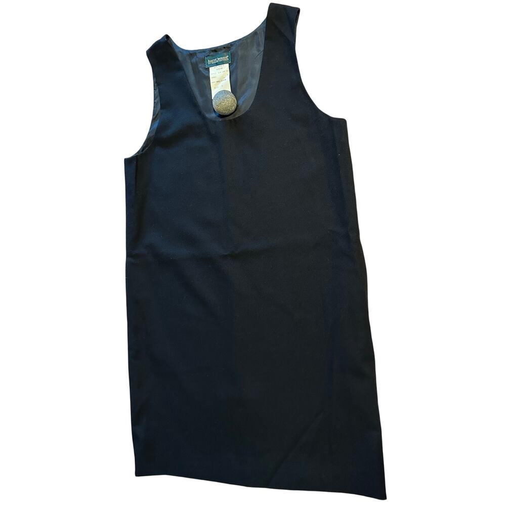 Harve Benard by Benard Holtzman Black 100% Wool Shift tank Dress 8 Vtg Holiday